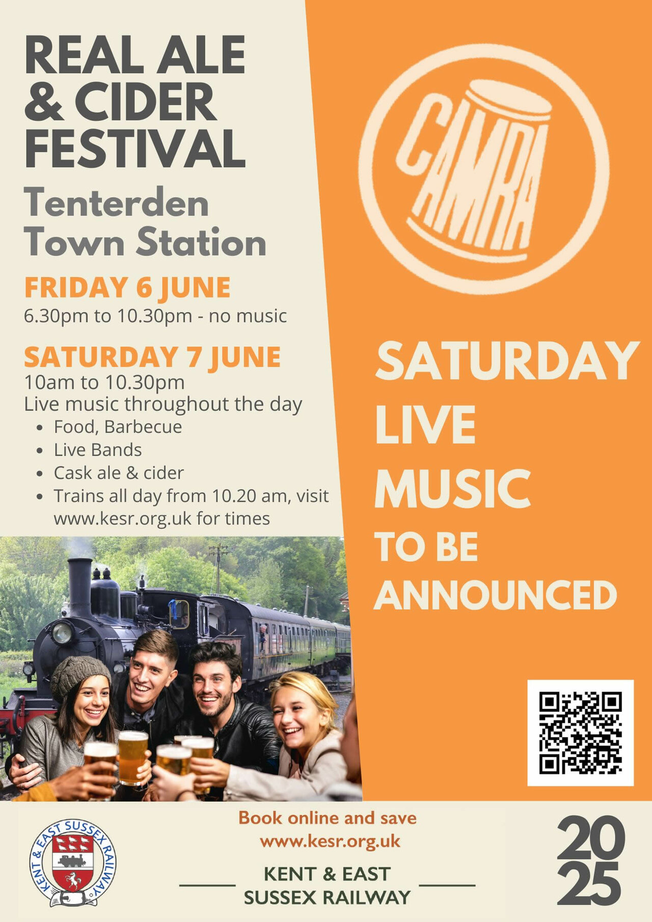 Festival Poster for the 2025 Real Ale & Cider Festival at the KESR