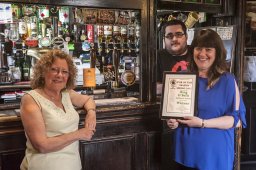 Picture showing the award of the Spring Pub of the Season to the Ring o'Bells, Kendal
