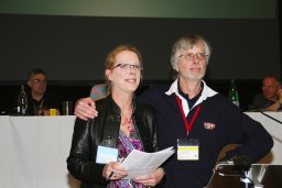 Dale Ingram and John Cryne at Norwich Conference and AGM celebrating Dale's CAMRA Campaigner of the Year Award. 