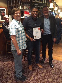 Presentation to the Builders Arms, Croydon Borough pub of the year 2018