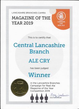 Lancashire Magazine of the Year 2019 certificate