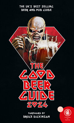 Cover of the 2024 edition of the Good Beer Guide (Iron Maiden cover).