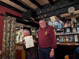 Presentation of certificate to Rose and Crown