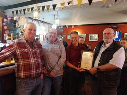 Won by the Midland pub in Elworth on the 28th January 2025. An excellent local run by three owners, Glynn, Doug and Barry ( l to r). Good quality Ossett White Rat and Beartown Skinful were on the pumps. A very enjoyable evening was had by locals and CAMRA branch members. 