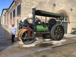 The traction engine supplied the steam to blow the replica works hooter.
