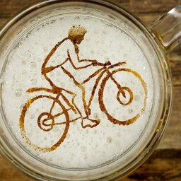 Bike in beer head