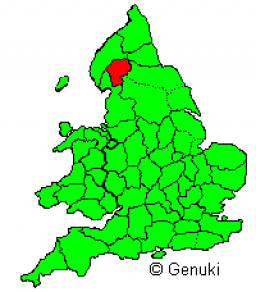 Map showing where Westmorland is in relation to England
