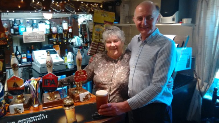 Janet and Nigel with the selection of beers.