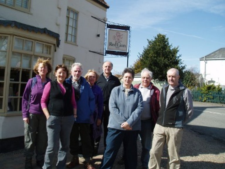 Group outside the Red Lion, Bicker