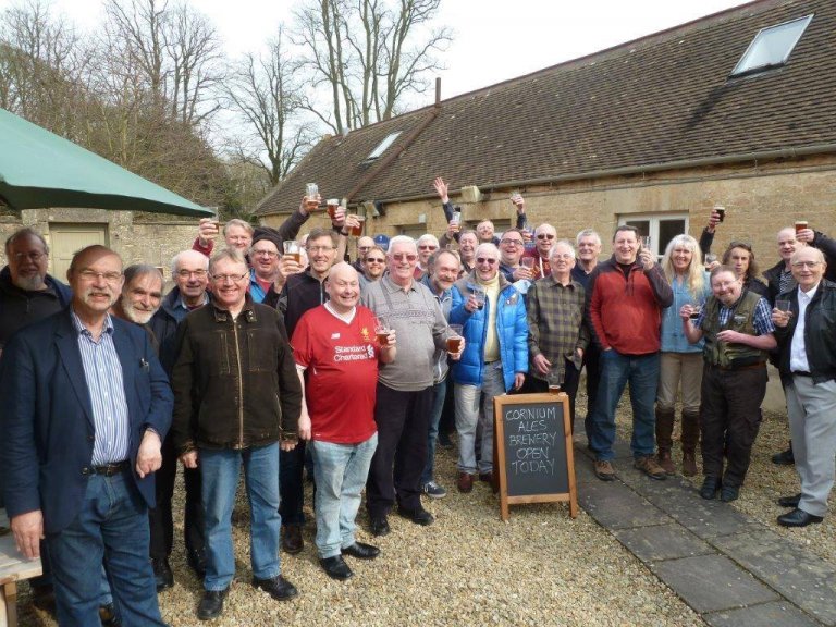 Swindon & North Wilts members outside the Corinium Ales brewery.