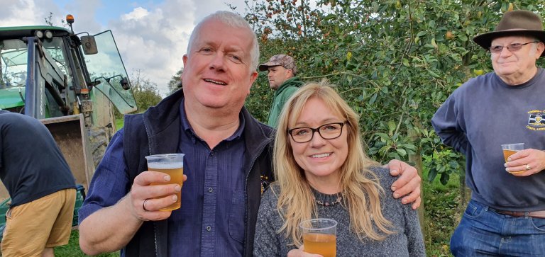 Snack Time….Regional Director Gareth McDonald and CAMRA Kernow Festival Organiser Sonia Bunce washing down the cheese with a swig of Tom's Cider.