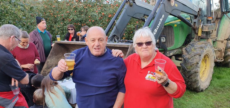Champion Cider connoisseurs Regional Cider Director Bob Southwold and CAMRA Kernow Cider Rep Linda Dopson....savouring the mornings efforts through the art of cider drinking