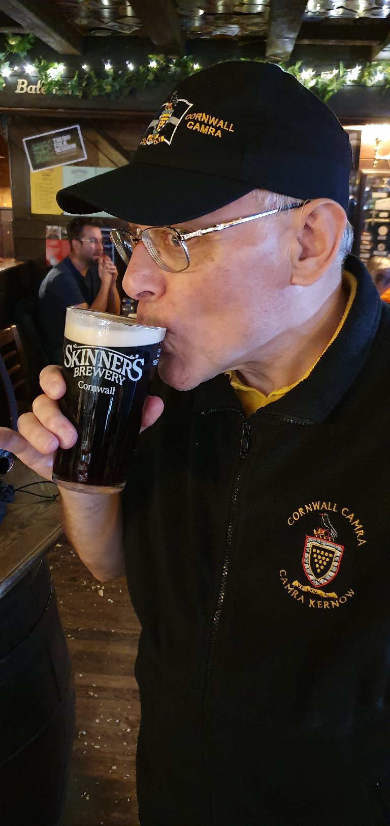 Stevie B quenching his thirst with a Pint of Penny at Skinner's Ale House on the way home.