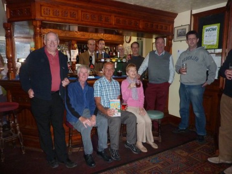 Landlord, bar staff and branch members at the launch.