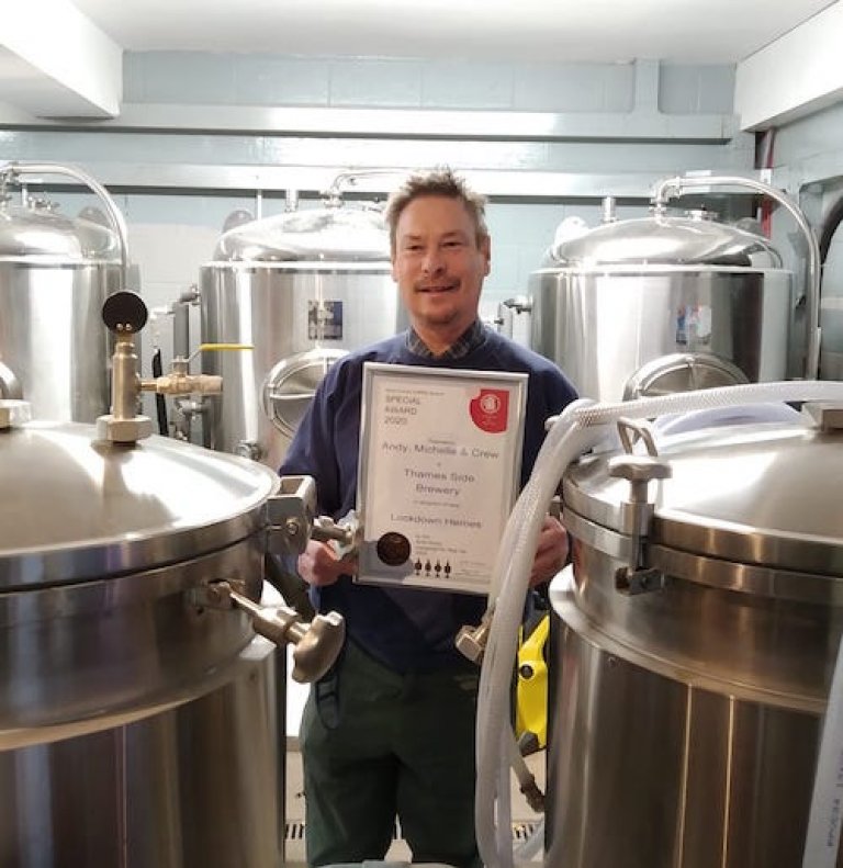 Brewer Andy Hayward in his brewery & taproom December 2020
