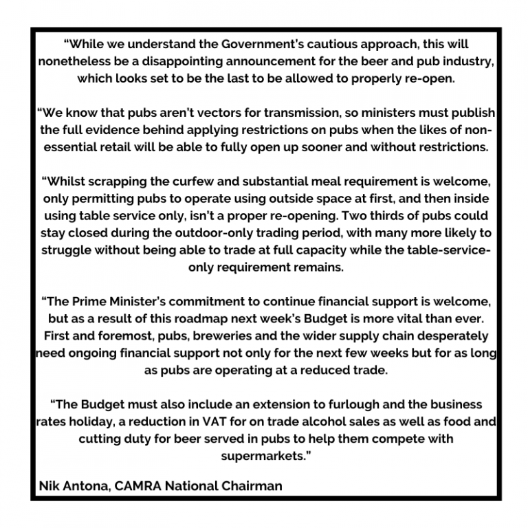 CAMRA comment on roadmap