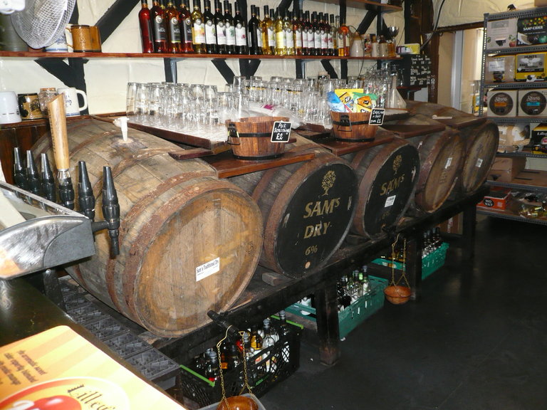 Cider casks behind the bar