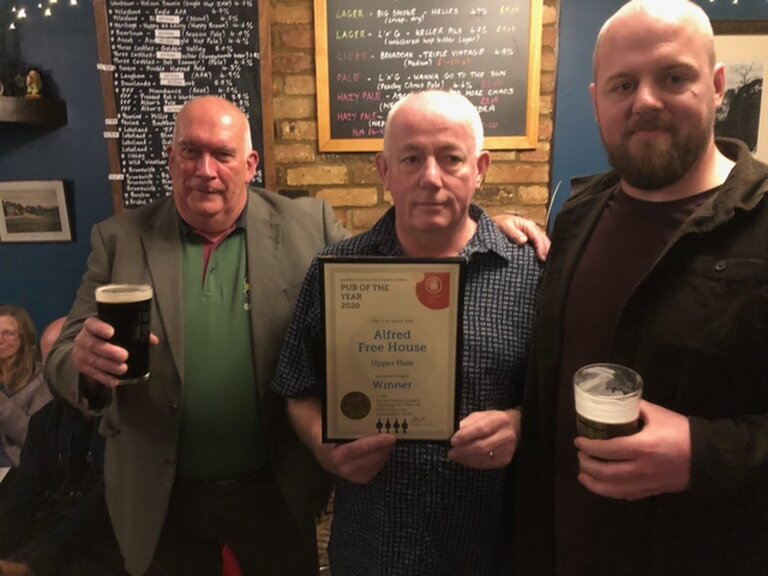 Presentation of 2020 Branch Pub of the Year award at Alfred Free House