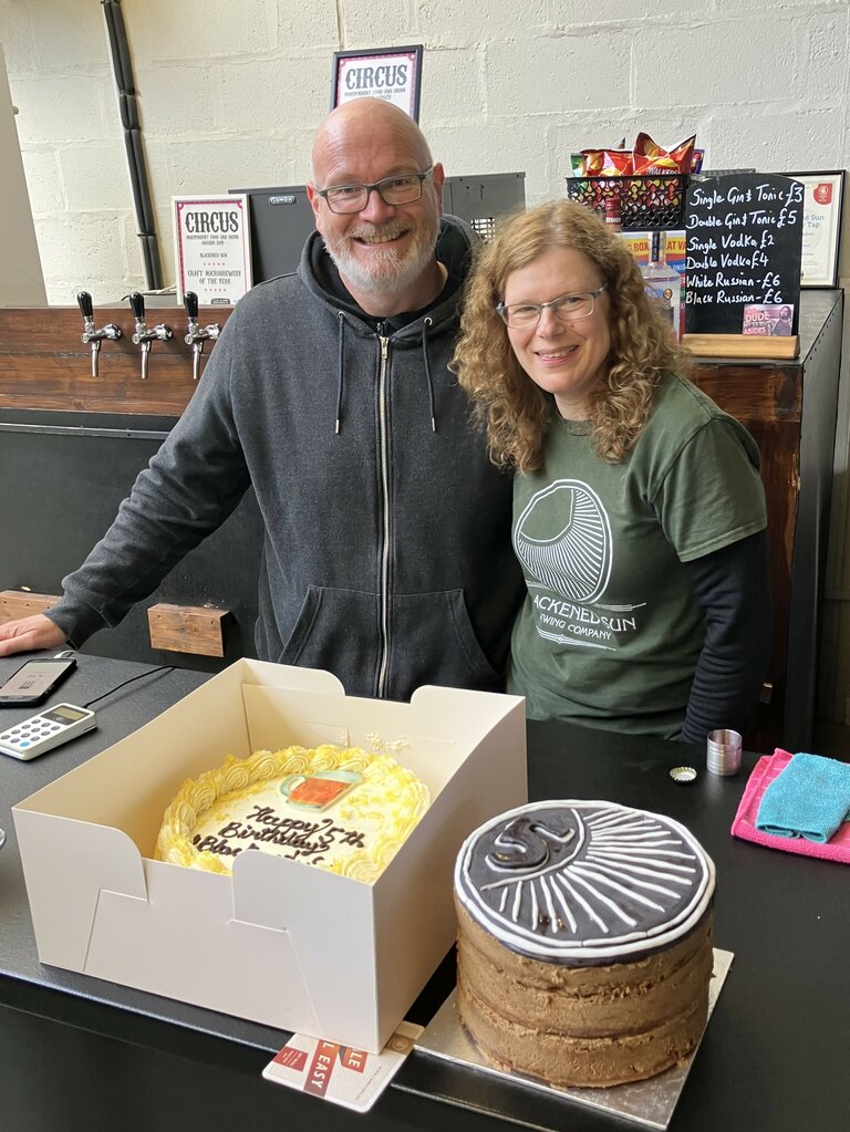 Sharon and Gary enjoy their Brewery's 5th Birthday celebrations