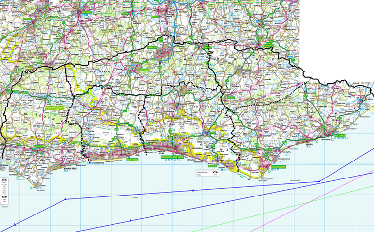 Map showing boundaries of the CAMRA Sussex Branches