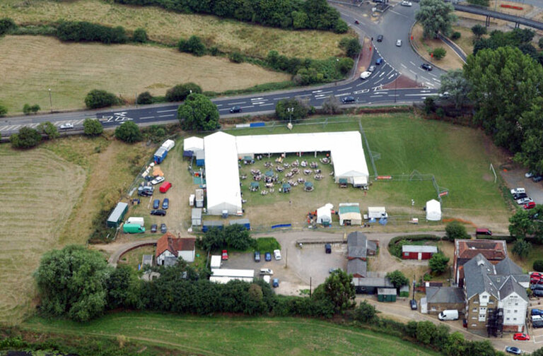 Aerial view of Moulsham Mill Chelmsford Beer Festival looking south