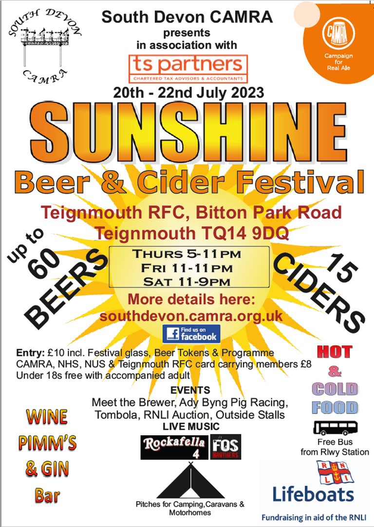 South Devon CAMRA SUNSHINE Beer & Cider Festival 2023 South Devon CAMRA