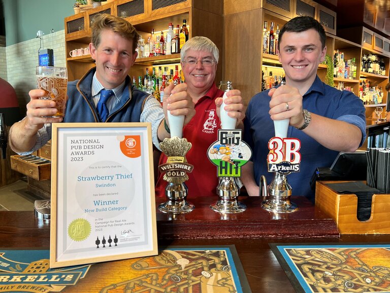 Presentation to The Strawberry Thief for New Build Award from CAMRA.