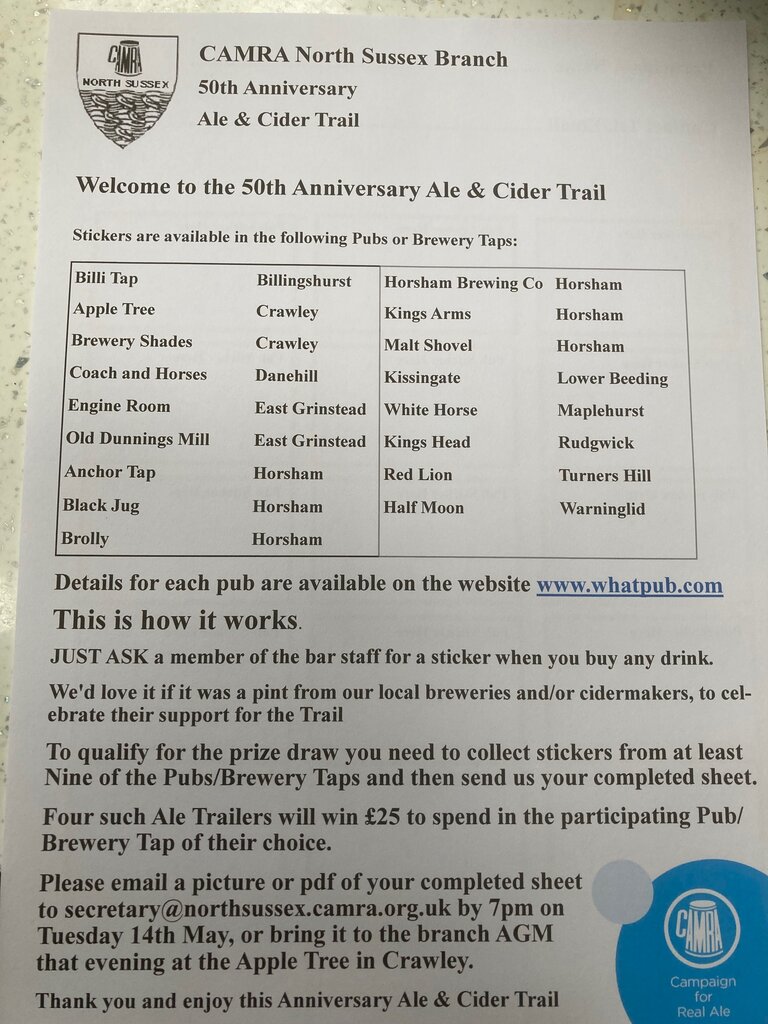 Information on how to take part in the 50th anniversary ale trail