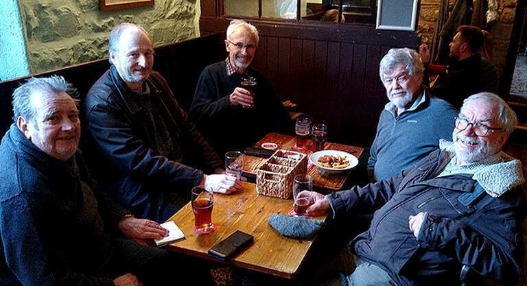 x5 of the 6  members meeting at Llanerch Inn Jan 2025