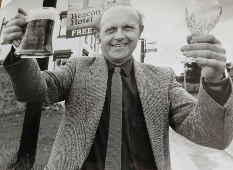 John Hughes outside the Beacon Hotel in Bilston Street, Sedgley