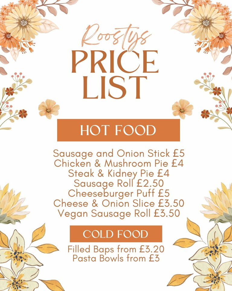 the food offering from Roostys, available at the Thanet Cider festival 12-13 July 2025
