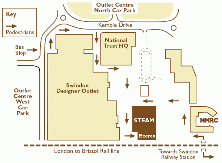 Pedestrian routes to STEAM.