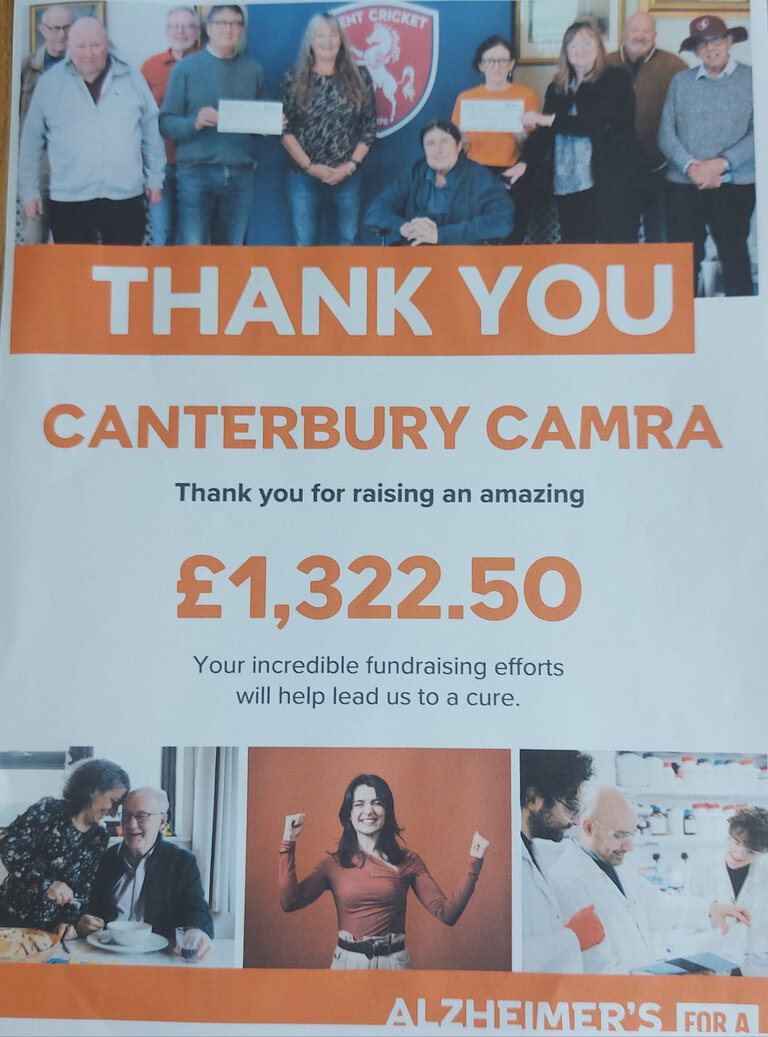Alzheimer's poster following beer tent donation