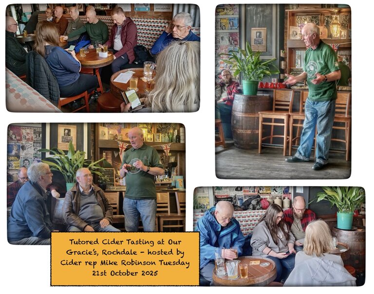 Tutored Cider Tasting at Our Gracie’s, Rochdale hosted by Cider rep Mike Robinson - Tuesday 21 October 2025 Tutored Cider Tasting at Our Gracie’s, Rochdale hosted by Cider rep Mike Robinson - Tuesday 21 October 2025