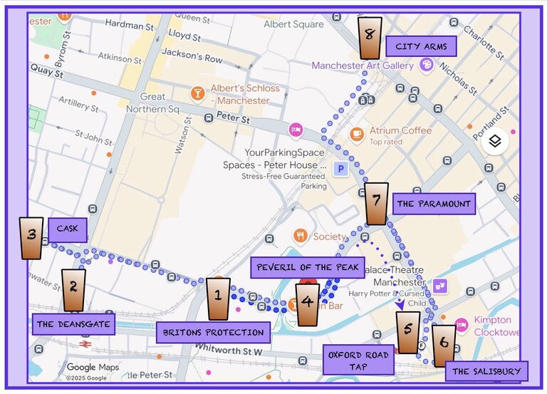 Drown the Turkey Crawl Tuesday 30th December 2025 graphic Route map