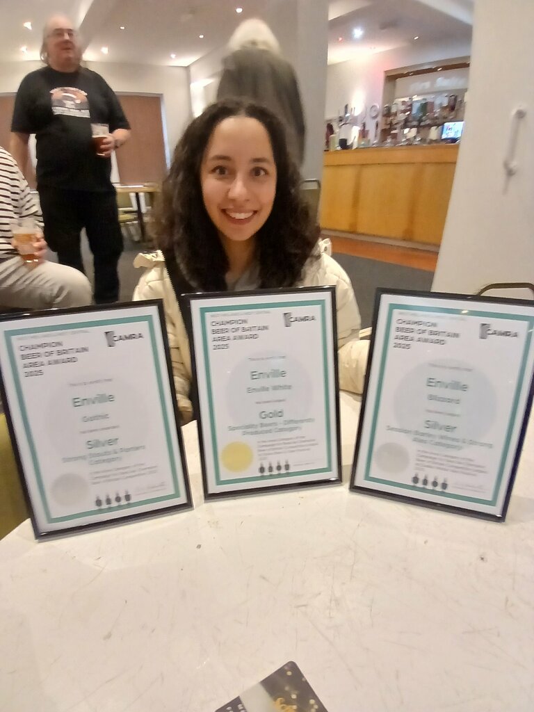Becky Braham of Enville Ales with the brewery's awards.