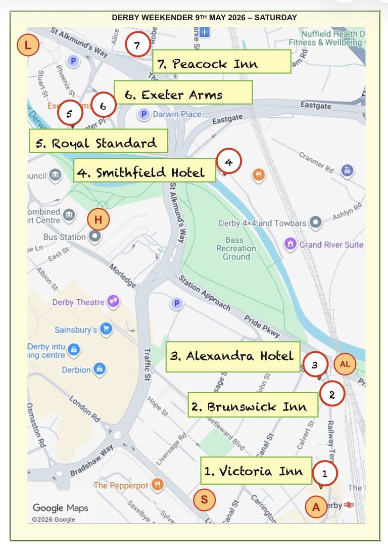 Graphic Derby Weekender Map Sat 9 May