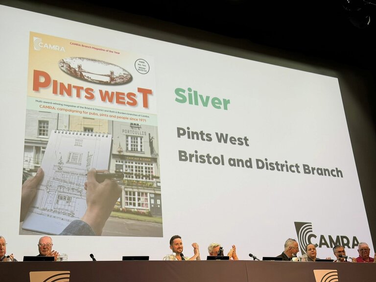 Pints West gets Silver in the Branch Magazine of the Year awards at the Members' Weekend in St Albans, April 2026