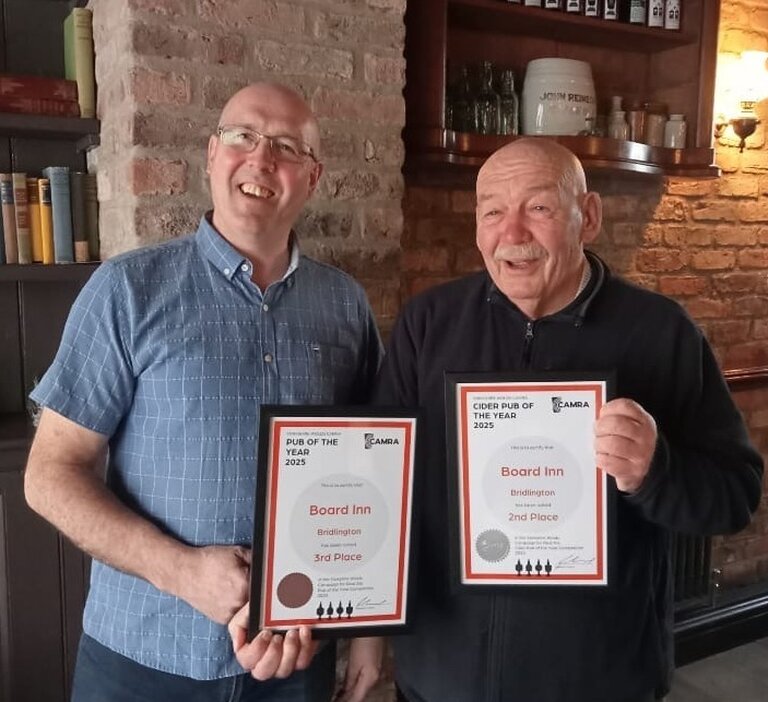 Presentation to Gary Rowan, pub manager at The Board Inn, Bridlington.