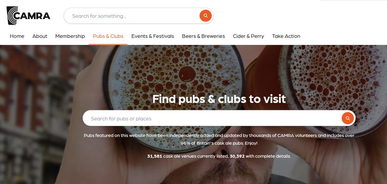 CAMRA website pubs page CAMRA website pubs page