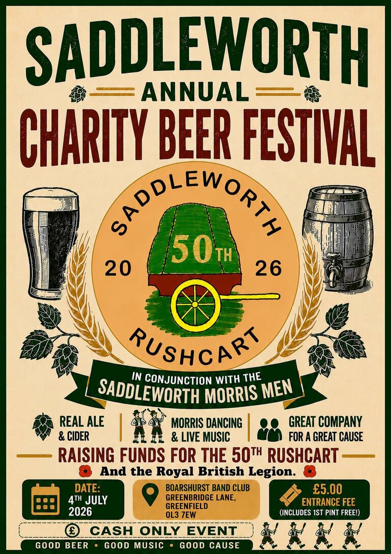 Saddleworth Charity Beer and Cider Festival 4 July 2026