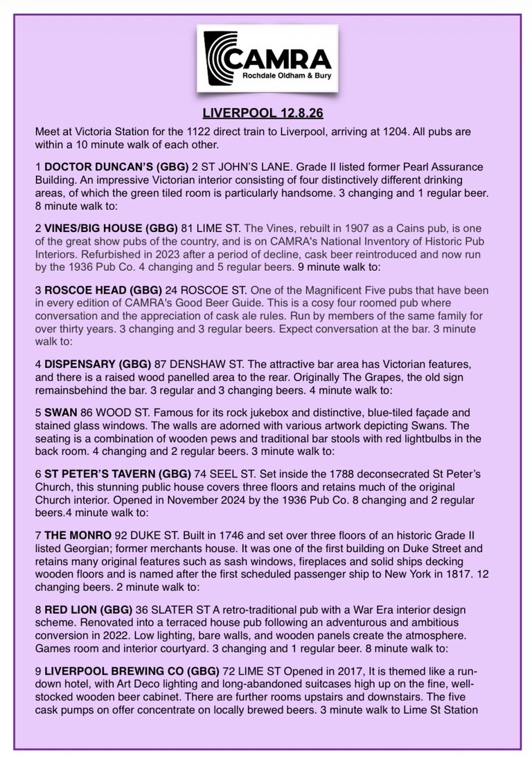 Liverpool Social Itinerary Weds 12 Aug 2026