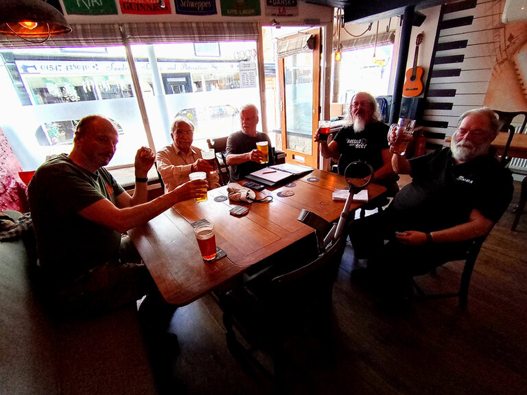 Watsons group enjoying a beer or cider. Dave, Terry, Graham, Andy and Chris. Photo by david Watsons group enjoying a beer or cider. Dave, Terry, Graham, Andy and Chris. Photo by david