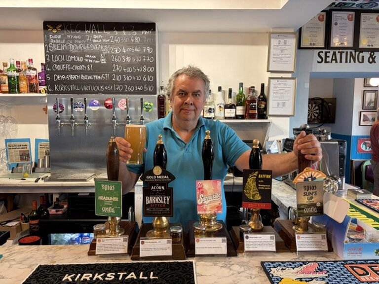 Mark Bates, Landlord of Three B's Micropub, Bridlington, serves a pint of real ale. Mark Bates, Landlord of Three B's Micropub, Bridlington, serves a pint of real ale.