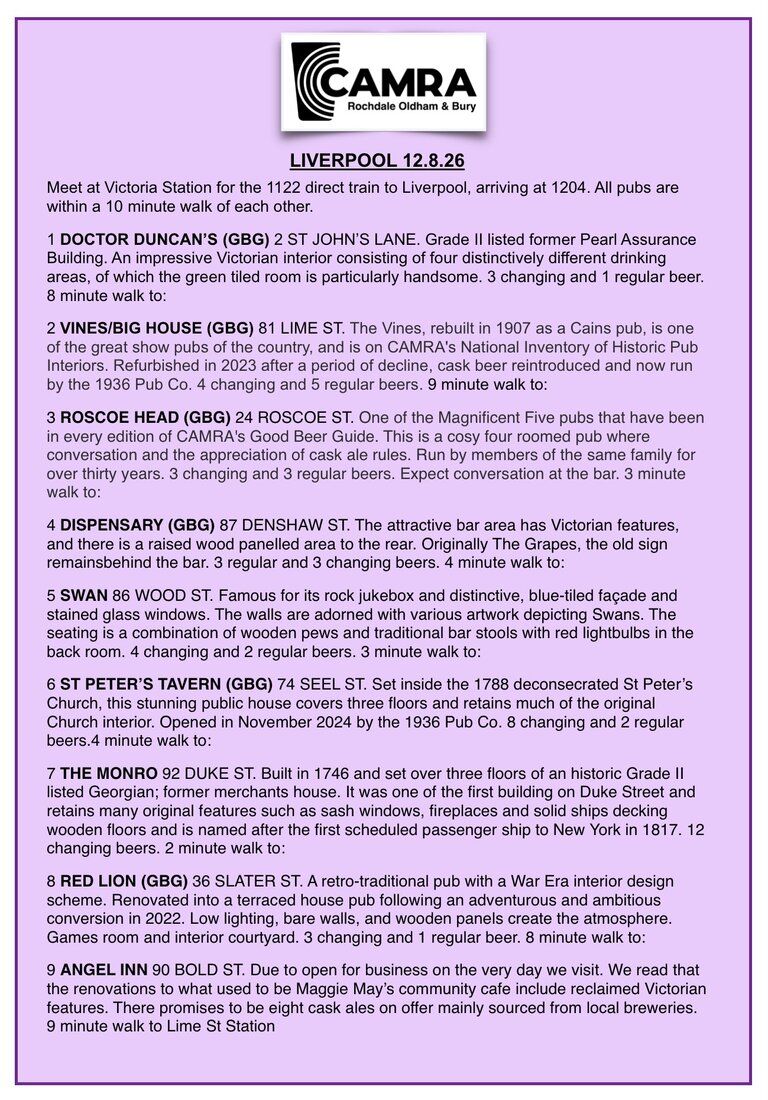 Liverpool Social Wednesday 12 August 2026 Itinerary