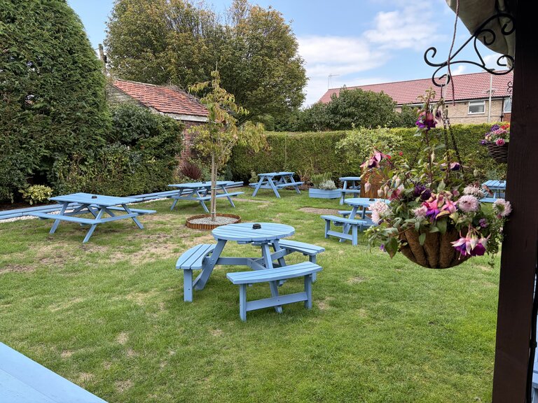 The beer garden of The Old Ship Inn, Bridlington Old Town. The beer garden of The Old Ship Inn, Bridlington Old Town.