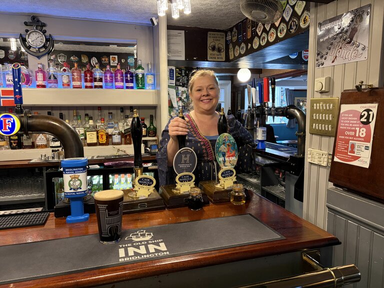 Lena Pennington, Landlady of The Old Ship Inn, Bridlington Old Town. Lena Pennington, Landlady of The Old Ship Inn, Bridlington Old Town.
