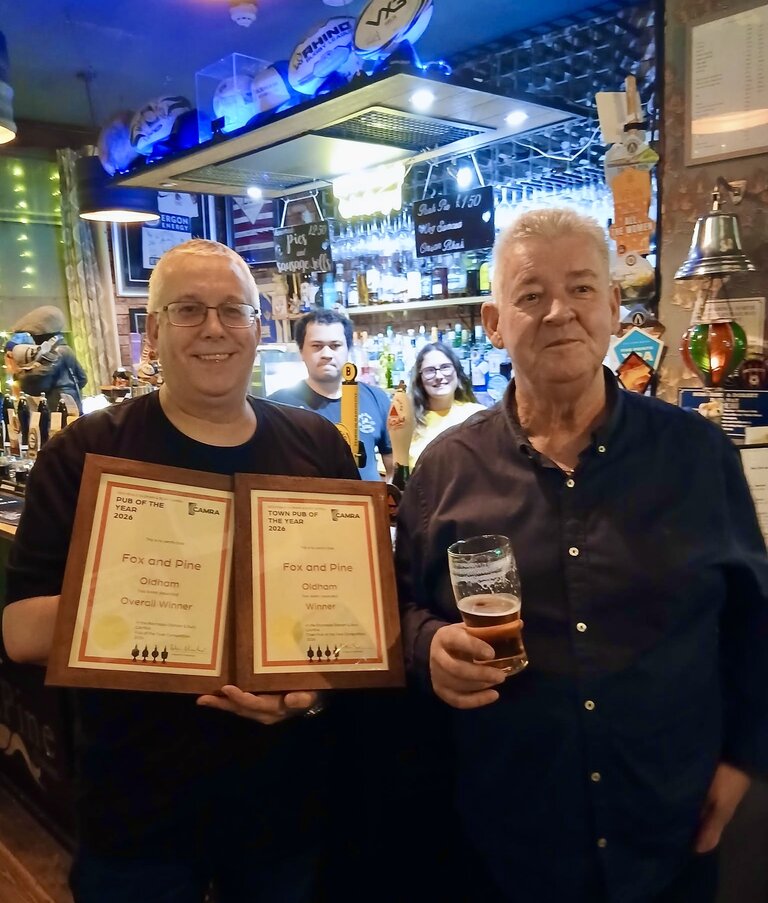 Award for Overall Pub of the Year 2026 Fox and Pine, Oldham Award for Overall Pub of the Year 2026 Fox and Pine, Oldham