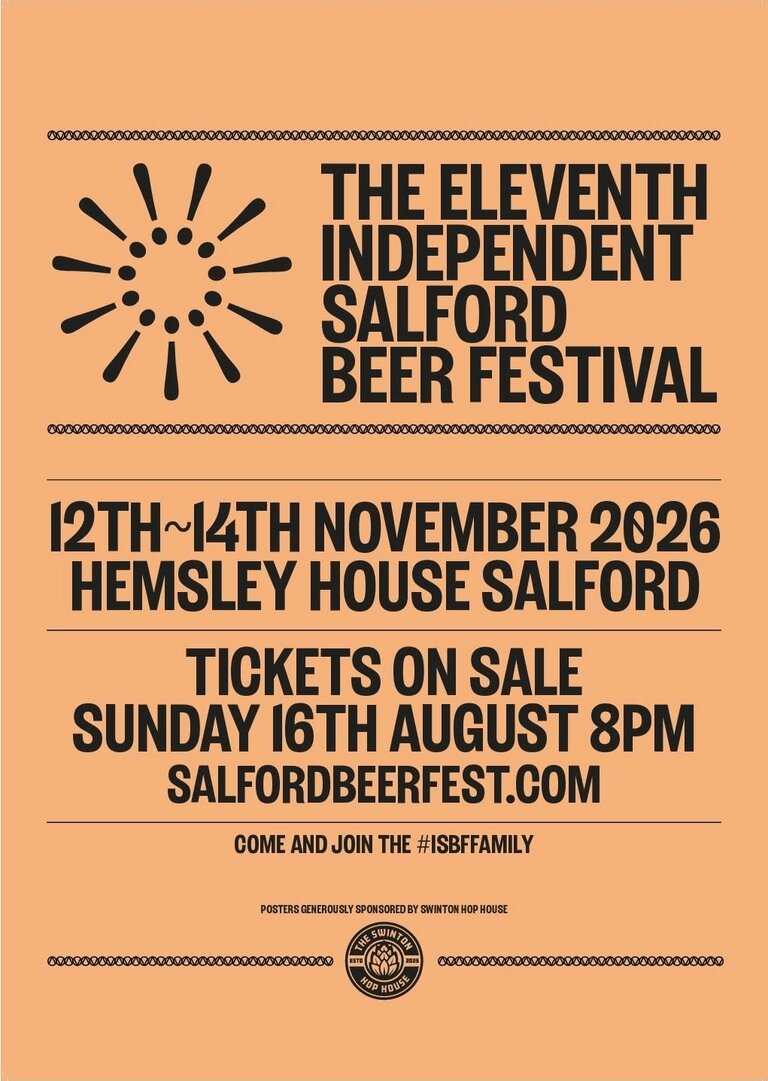 The 11th Independent Salford Beer Festival 12th - 14th Nov 2026