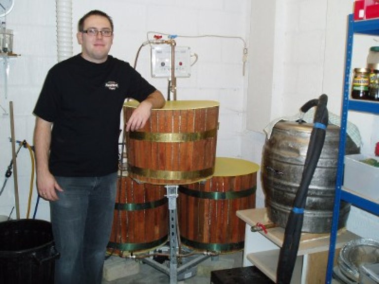 Scott Colebourne with the half barrel plant